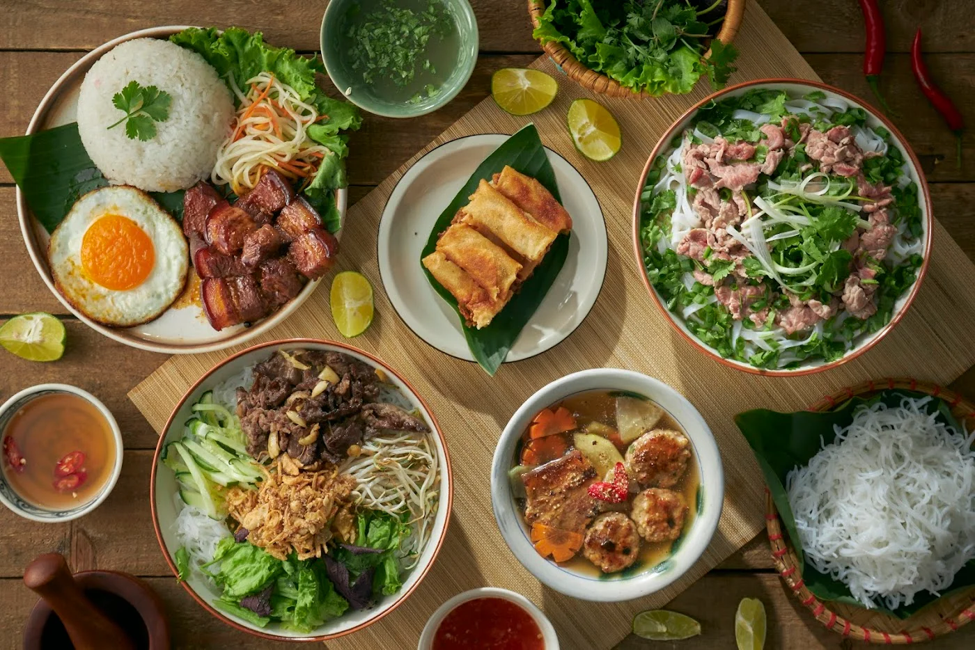 Signature Pho - steaming broth with rice noodles and premium beef